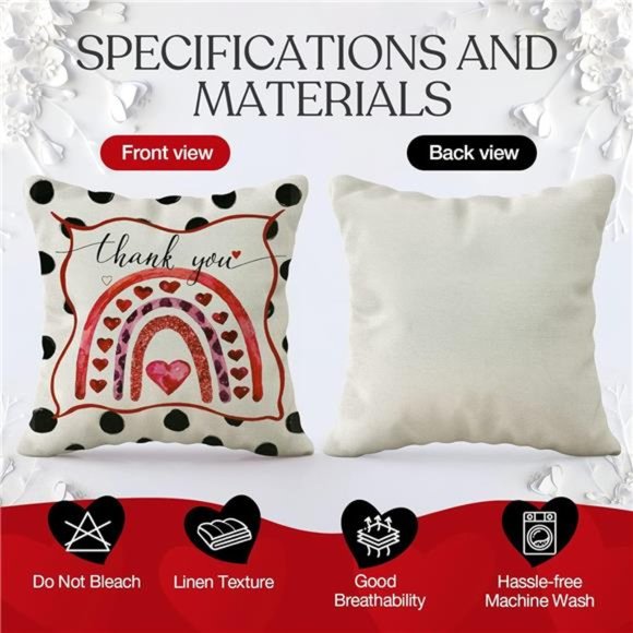 4 Pcs Valentines Day Pillow Covers 18x18 Inches Valentines Day Decor - Picture 4 of 6